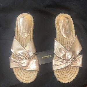 Forever 21 Metallic Espadrille Slides
